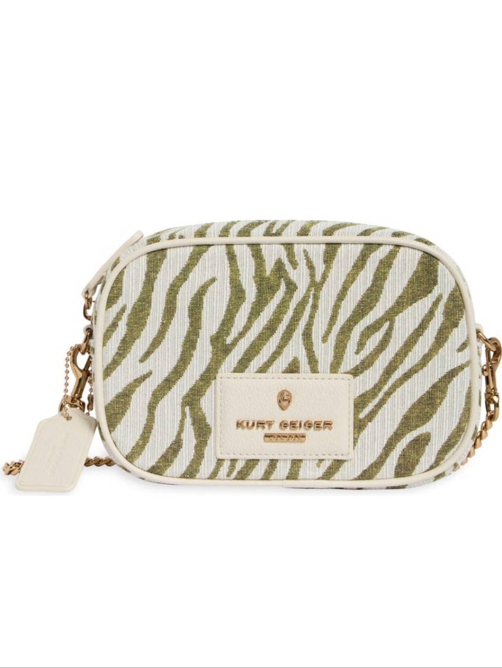 Kurt Geiger NWT Olive Green Zebra Camera Bag W/2 Straps & Dustbag